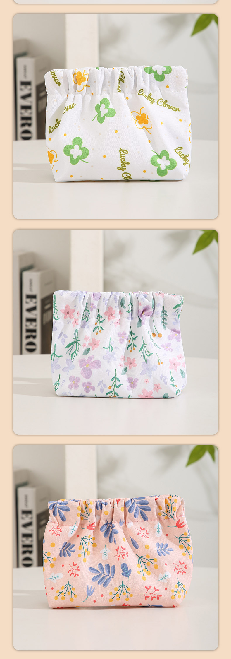 Multicolor Color Cute Simple Style Animal Flower Oxford Cloth Storage Bag Makeup Organizers