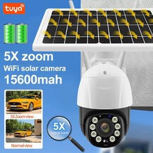 涂鸦现货 360°无线太阳能监控摄像头低功耗500万像素太阳能供电