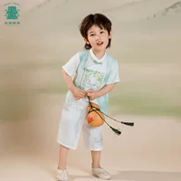 Летний оригинальный детский древний костюм Hanfu для мальчиков, новый китайский стиль Тан, повседневные брюки с вышивкой, комплект из двух предметов с короткими рукавами для мальчиков