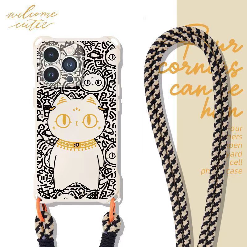 Apple 14 Mobile Phone Case Crossbody Lucky Panda iPhone 15 Lanyard 12 Promax Four-Corner Opening Bracket 11 Female Apple 14 Mobile Phone Case Crossbody Lucky Panda iPhone 15 Lanyard 12 Promax Four-Corner Opening Bracket 11 Female