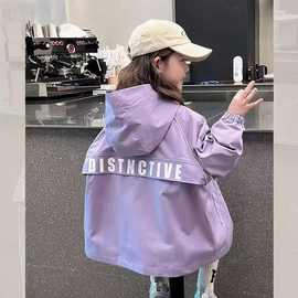儿童风衣外套2025新款春秋款女童冲锋衣洋气外穿上衣秋装潮中大童