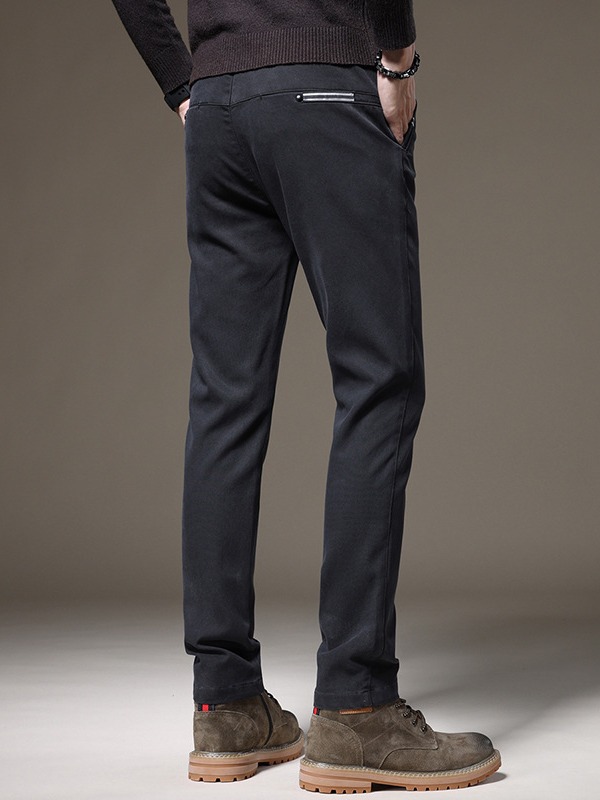 Otoño e Invierno nuevo negocio ligero pantalones casuales de los hombres de color sólido clásico moda estiramiento pantalones delgados de gama alta de los hombres boutique