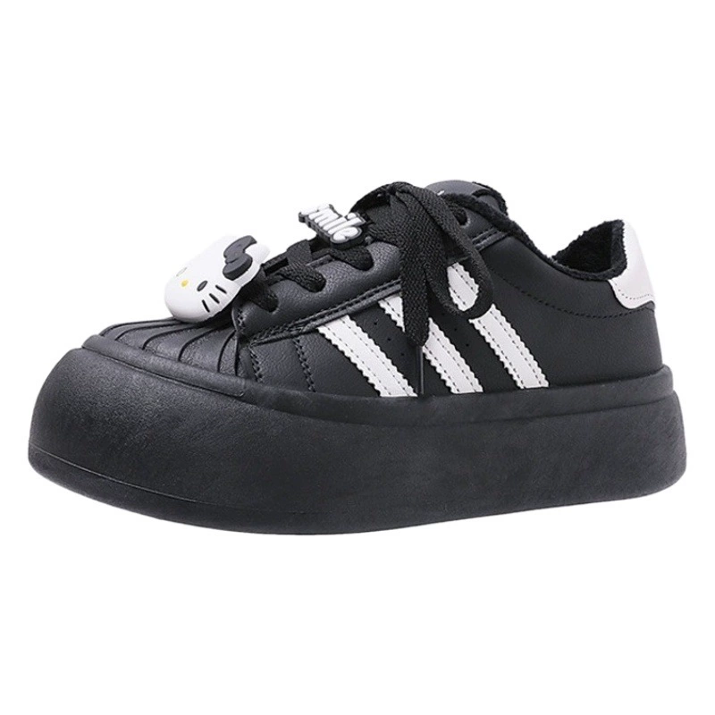 Kit кошка маленькая белая обувь раковина голова уродливая милая большая голова хлебная обувь дети толстая подошва 2025 новая дикая повседневная обувь