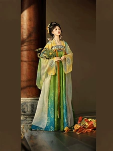 Хуа Чао Цзи, оригинальный женский костюм Hanfu [Shi Jing Chun] в стиле восстановления Тан, костюм с рваной юбкой длиной до груди, весенне-летний повседневный стиль