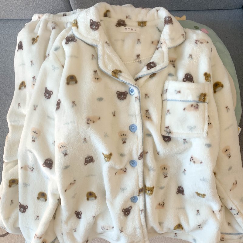 [autumn and winter-flannel] gray and blue bear (thick and velvet)