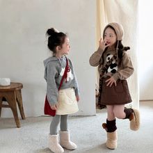 2025韩国女童秋冬韩版A版宽松女童白色夹棉短裙