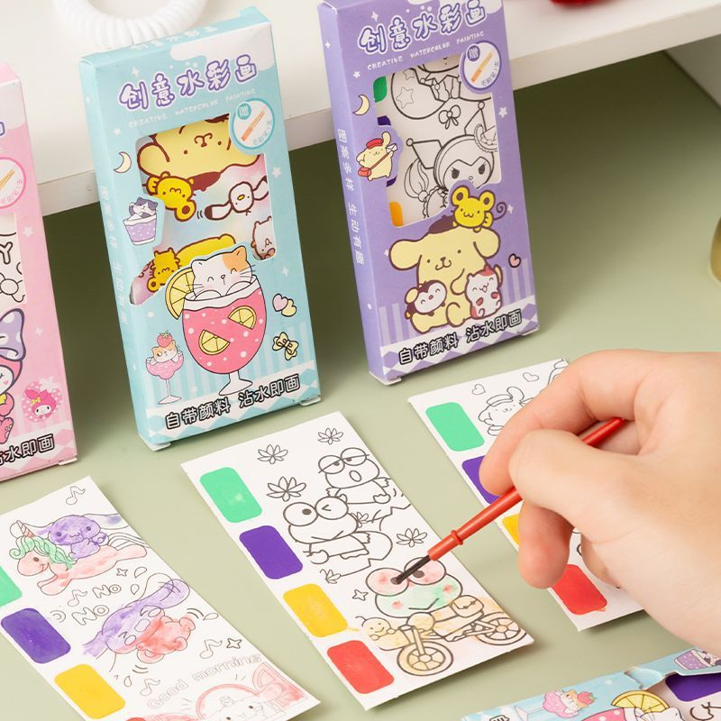 子供用水彩画、クリエイティブなスクラッチオフ絵画、落書きノート、水で絵を描く、ぬり絵、顔料付きガッシュブック|undefined