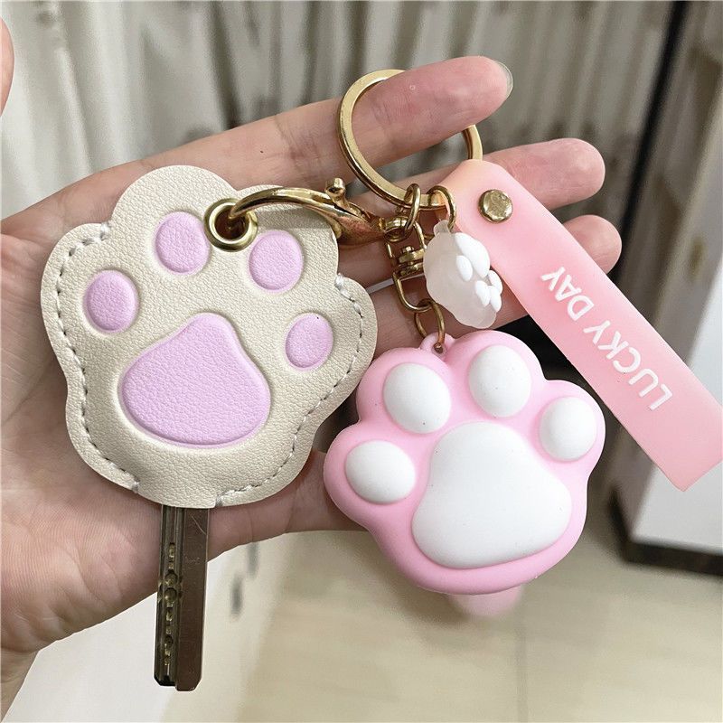 卡通猫爪钥匙扣挂件个性可爱女家用电梯门禁卡套电动车钥匙套加大|undefined