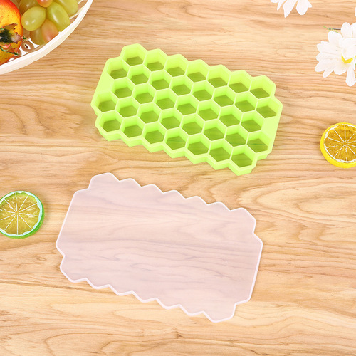 Food-grade silicone cover 37-grid honeycomb ice cube ice cube honeycomb mold ice cream baby food supplement box home cross-border