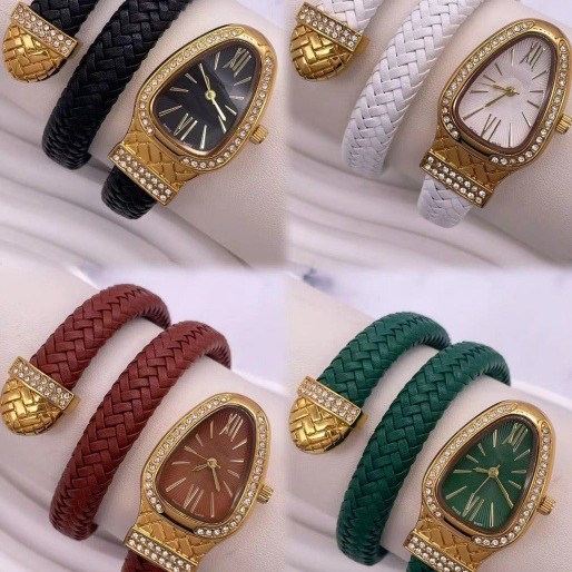 Cross-Border Popular Snake-Shaped Diamond-Encrusted Women's Watch, Personalized and Fashionable Snake Head Women's Quartz Watch, Bracelet Watch Wholesale