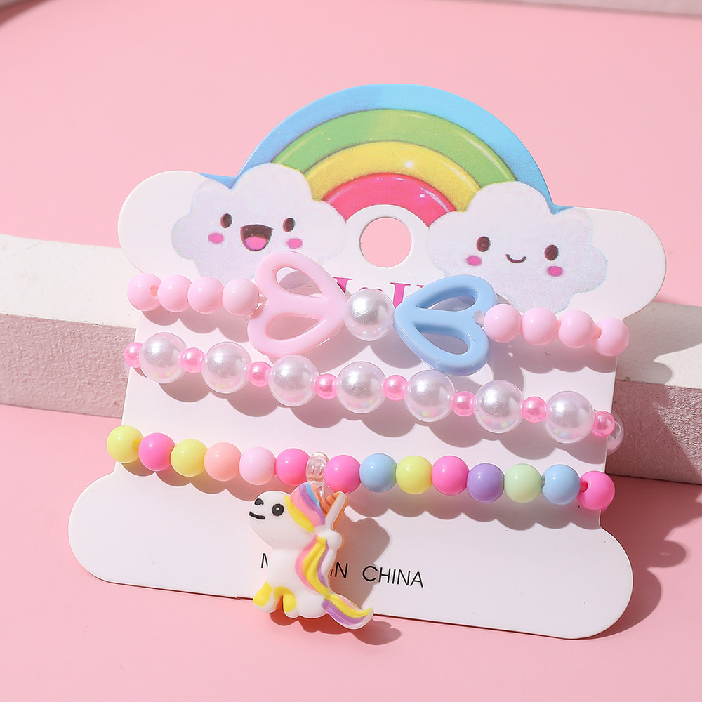 Colorful Acrylic with decor String Beads Bracelet Set