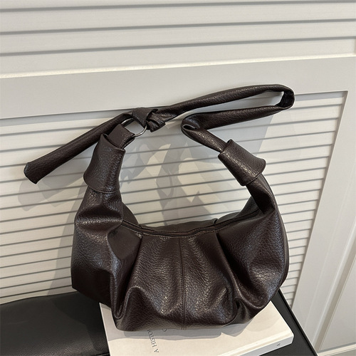 Korean-style single-shoulder bag with soft leather texture, folded cloud-like PU casual single-shoulder bag, large capacity, simple and versatile commuting bag