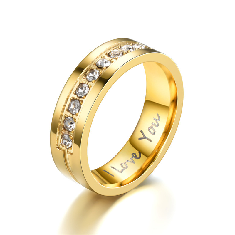 Ion Plating (IP) Gold Plating Process Wholesale Jewelry Casual Simple Style Solid Color Titanium Steel Zircon Plating Inlay Rings
