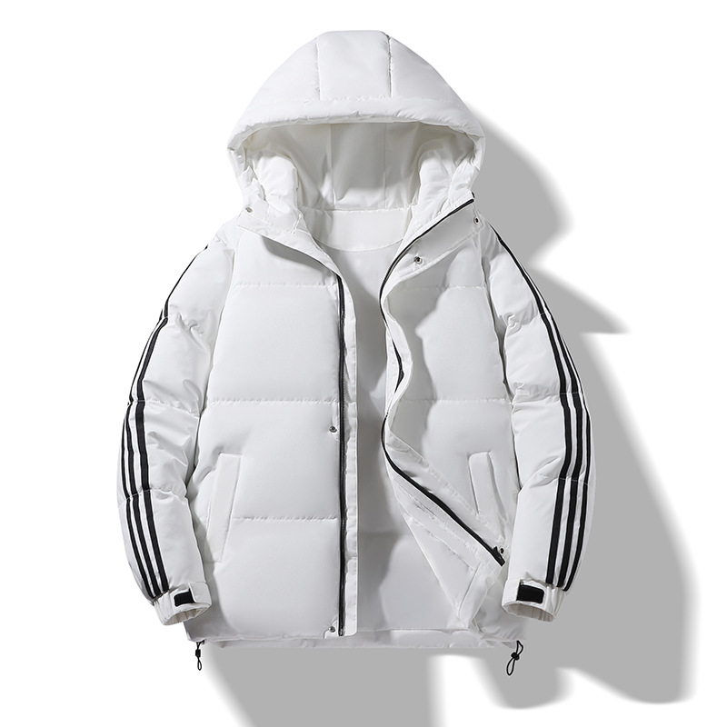 Hombres de algodón de pluma otoño y invierno grueso abrigo de algodón caliente para hombres 2024 nueva chaqueta de algodón de invierno chaqueta de tres barras para hombres