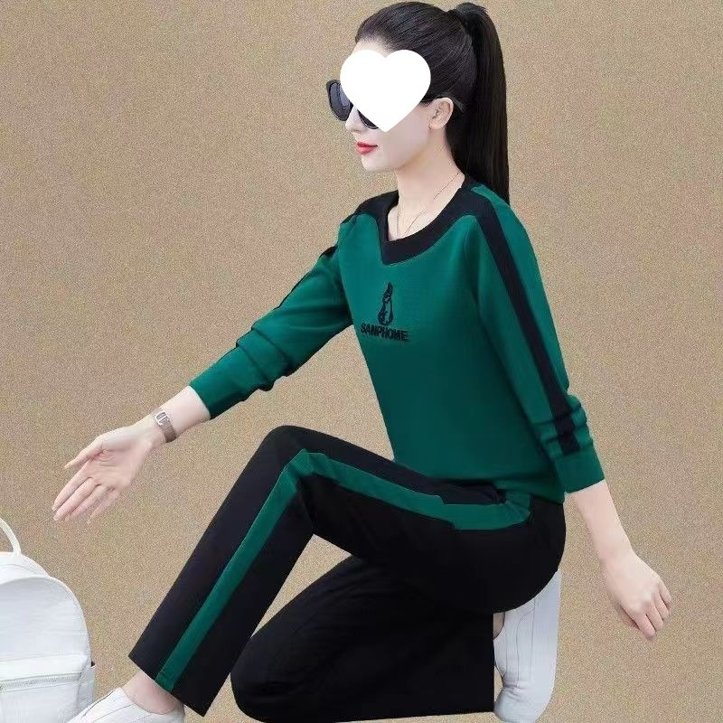 2025年休闲运动套装春秋装新款圆领长袖卫衣宽松大码时尚两件套女|undefined