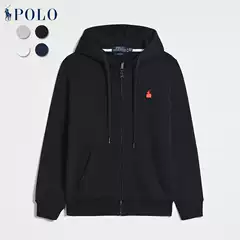 Hot Selling Spring and Autumn Embroidered Pony Logo Long-Sleeved Sweatshirt Men's Casual Solid Color Zipper Pullover Cardigan Sweatshirt