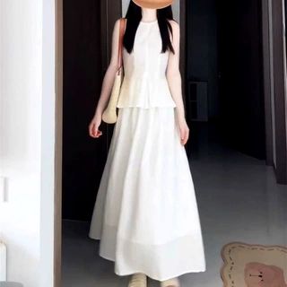 夏季时尚通勤风穿搭一整套无袖上衣女学生搭配高腰气质显瘦半身裙