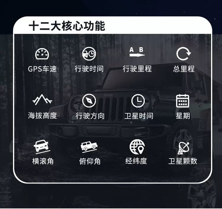 Vehicle-mounted universal modified instrument off-road vehicle GPS positioning computer HUD head-up display vehicle speed satellite positioning altitude