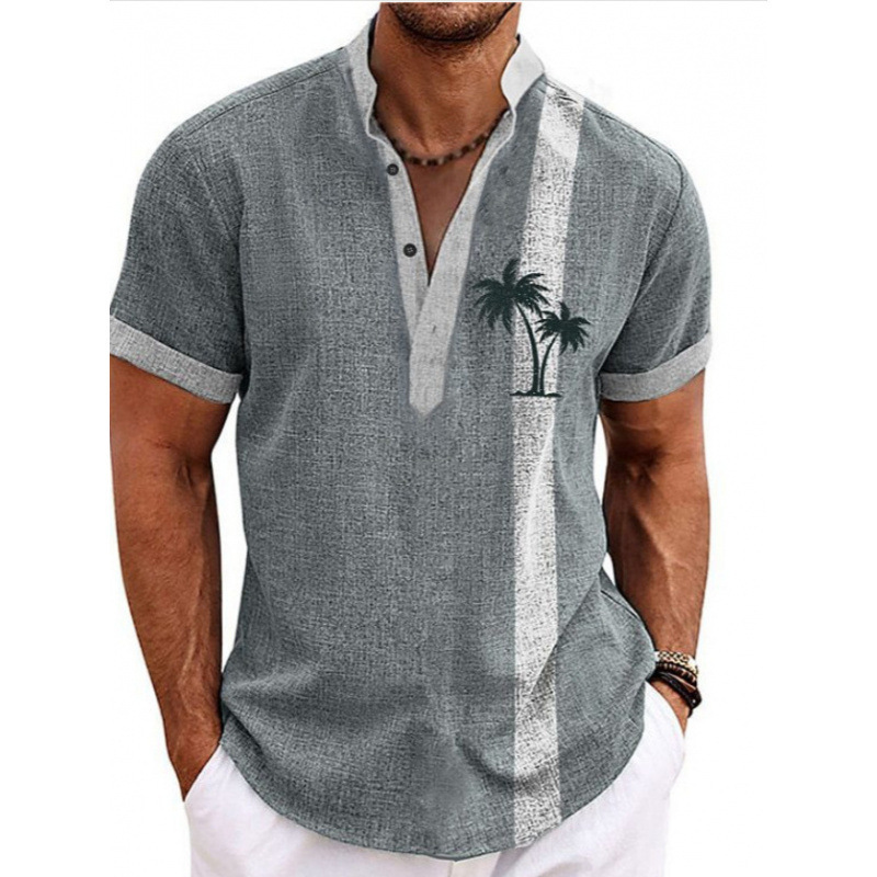 Cross-border European and American AliExpress men's simple short-sleeve shirt with turtle pattern 3D print, button-up cardigan, popular men's clothing