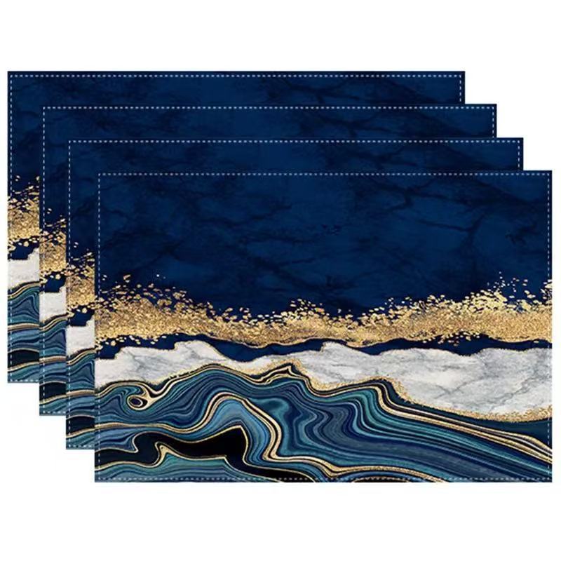 Nuevo poliéster cáñamo temu venta caliente oro negro mármol mantel moderno arte flor mantel restaurante decoración de la cocina