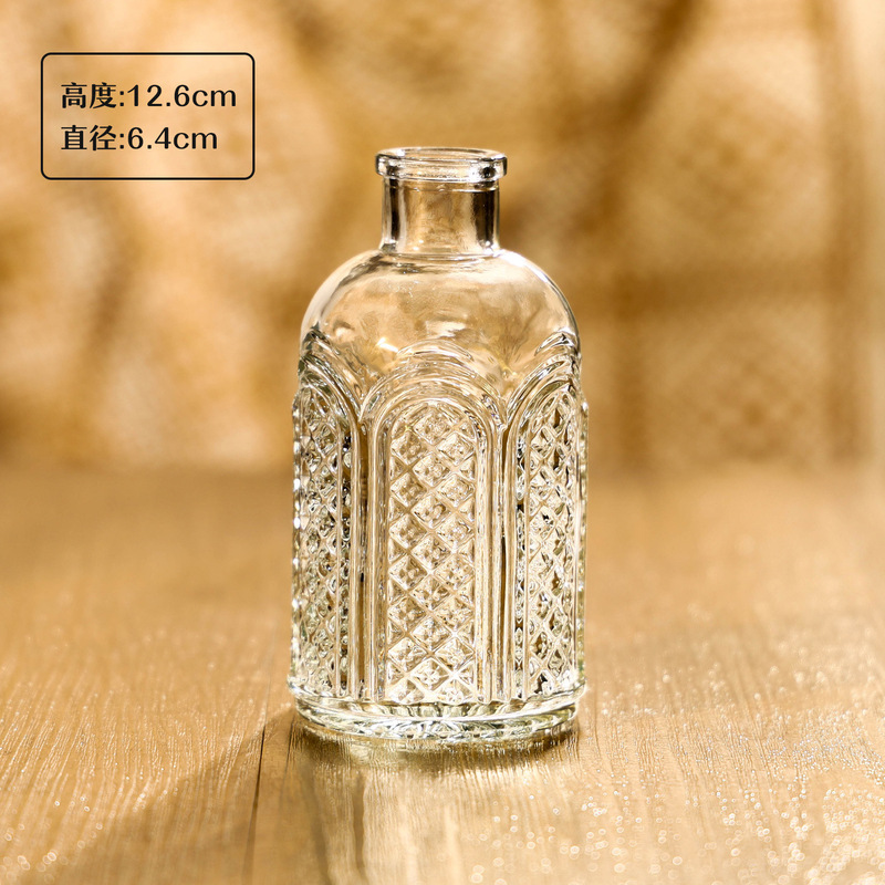 亚马逊同款迷你玻璃花瓶 ins风透明摆件插花中古高级感小花瓶套装|undefined