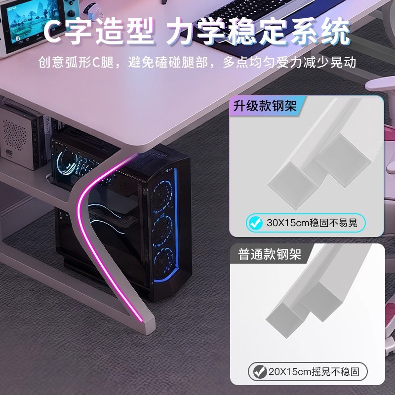 Mesas de dos personas, mesas de computadora blancas, mesas de escritorio, mesas de trabajo para el dormitorio, mesas de trabajo para el hogar con brazo robótico.