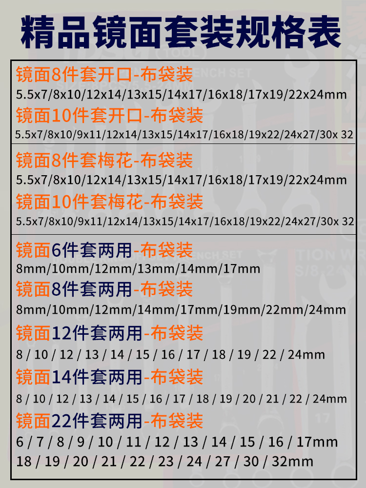 813B扳手套装开口梅花两用棘轮双头呆扳手家用汽修维修五金工具叉