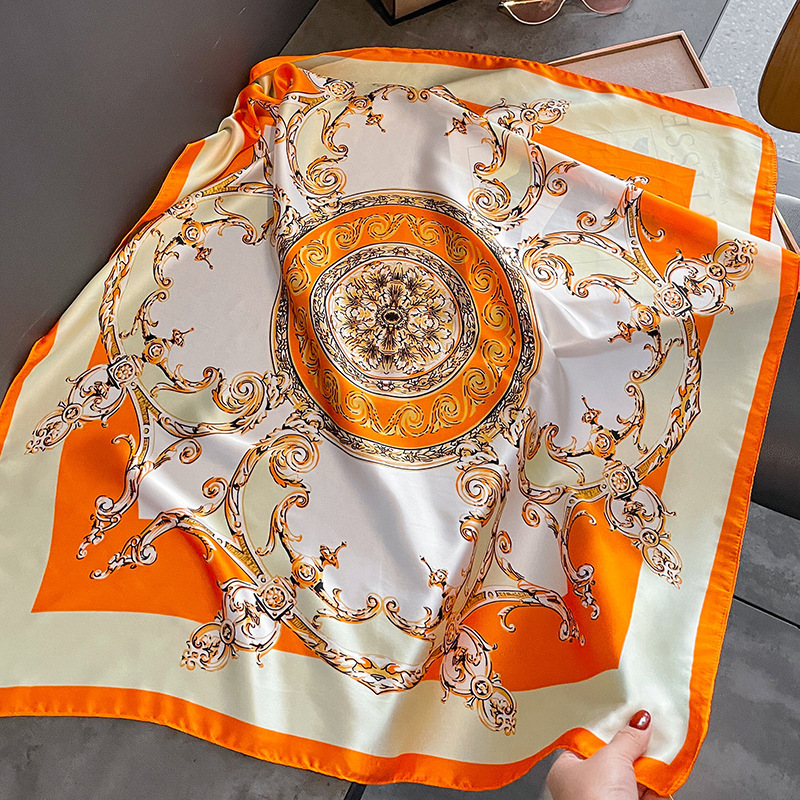 70cm pequeña toalla cuadrada primavera y otoño universal sensación de alto nivel de seda simulación bufandas de seda para mujeres con camisa de decoración profesional bufandas de cuello