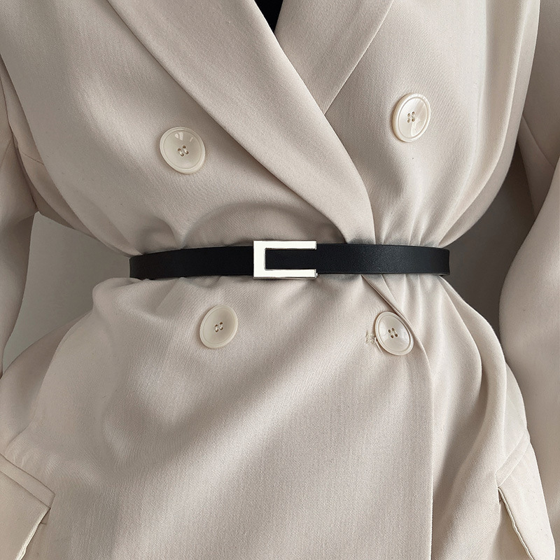 Belt Women's Decorative Waist Black All-match Suit Coat Stylish Retro Small Thin Instagram Style Belt