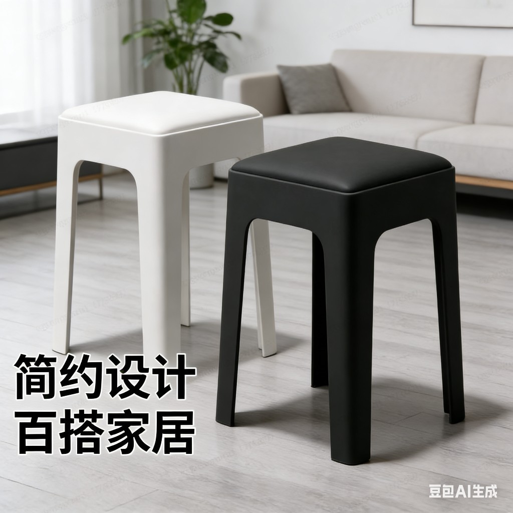 Wholesale Plastic Stools for Home Use in the Living Room, Modern and Simple, Stackable, Comfortable for Long Sitting, High Square Stools, Stylish Chairs, Nordic Style