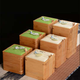 新年创意茶叶包装空礼盒竹制崂山绿茶红茶岩茶散茶半斤包装盒竹盒