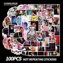 100张美式说唱歌手Lil peep涂鸦行李箱贴纸汽车摩托车装饰手机贴