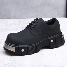小众厚底炭黑铁元素大头德比鞋男高级感哑光增高铆钉重工高街潮鞋