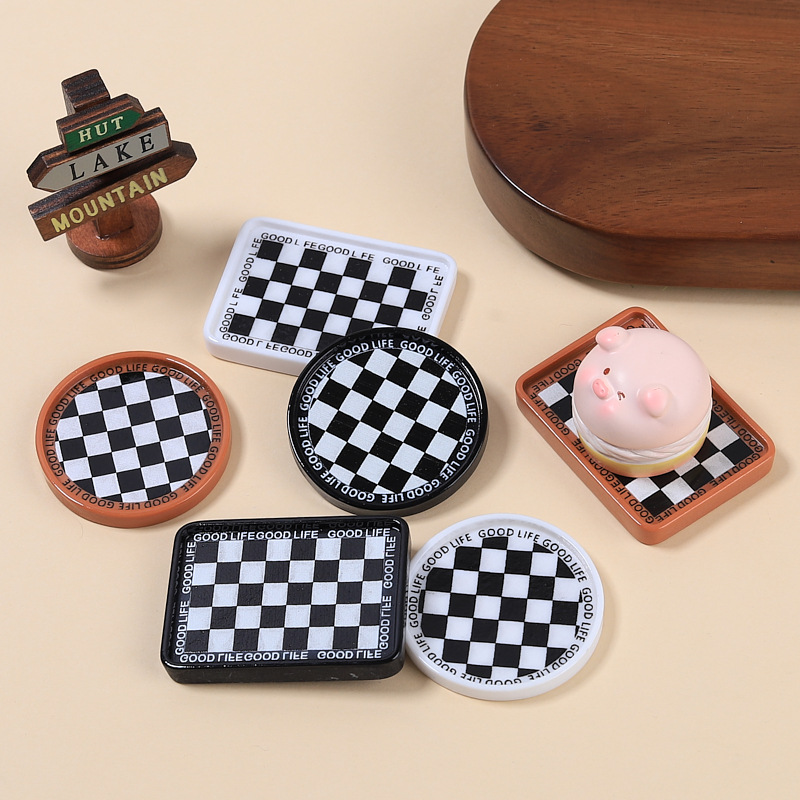 (2개) 수지 액세서리 도매 크림 접착제 머리핀 수제 DIY 구멍 신발 버클 보석 재료 흑백 바둑판