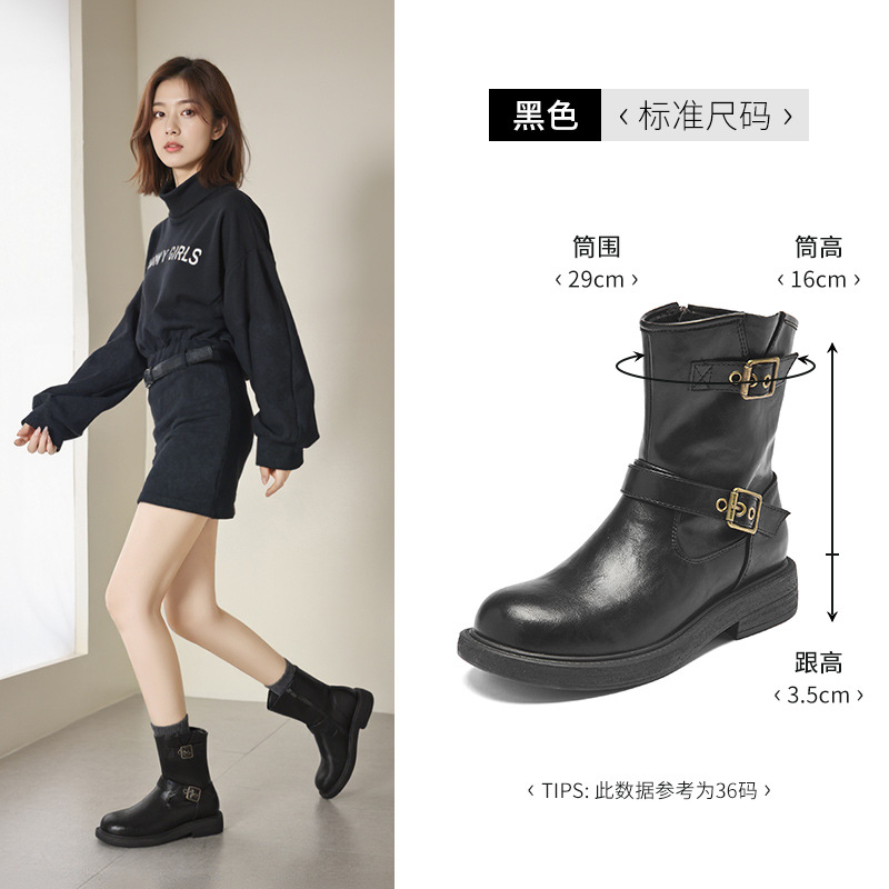 Augusto Lion Brown Martin botas para mujeres 2026 nuevo otoño retro botas británicas pequeñas botas de suela gruesa