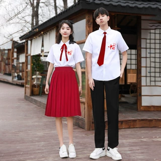 班服中学生大合唱团演出服红诗歌朗诵比赛服装女运动会开幕式校服