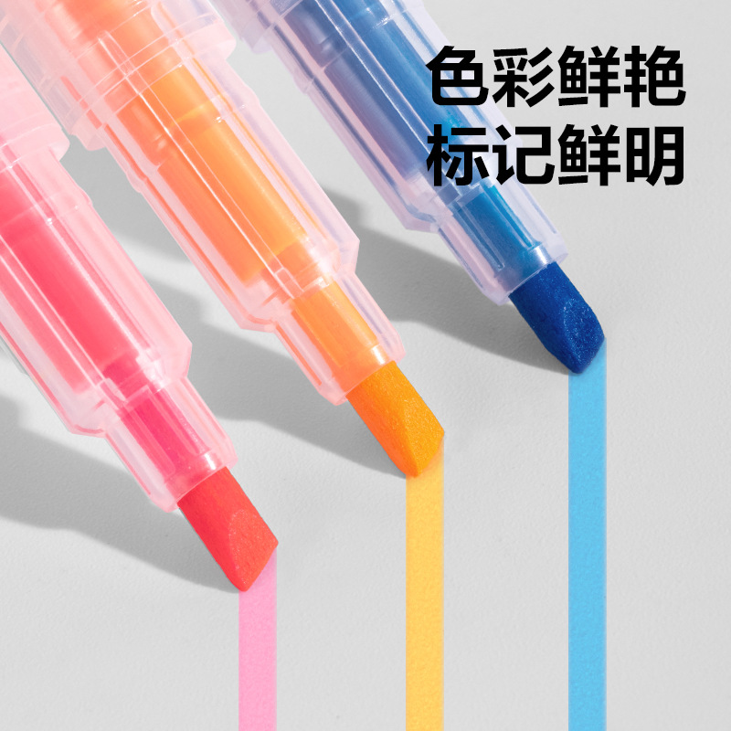 Deli resaltador, marcador fluorescente, los estudiantes usan un marcador de color de dos cabezas con puntos gruesos para tomar notas