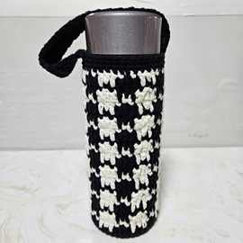 杯套通用隔热防摔保温杯保护套千鸟格水杯套毛线编织保温杯套针织