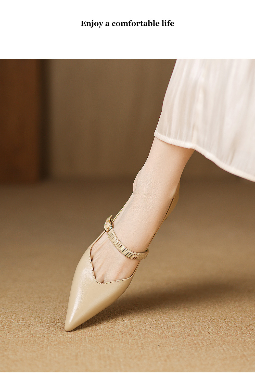 Sandal cao gót nữ bít mũi hở gót 5,5 cm mũi nhọn phong cách Hàn Quốc — Màu đen chi tiết 10