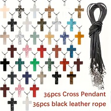 W 94751 Natural Gemstone Cross Pendant Necklace �羳ŷ��