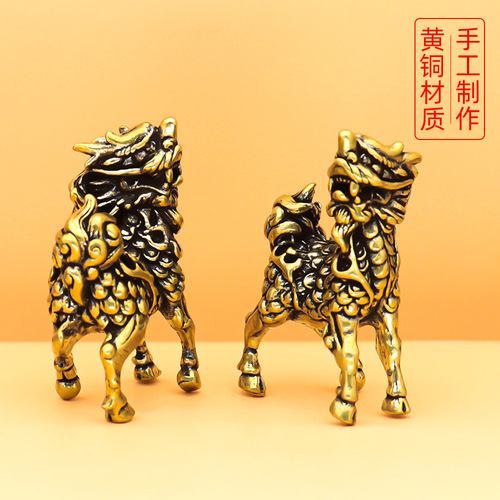 Pure copper auspicious beast unicorn copperware ornaments ins style crafts new Chinese style decorations porch decorations hand gifts