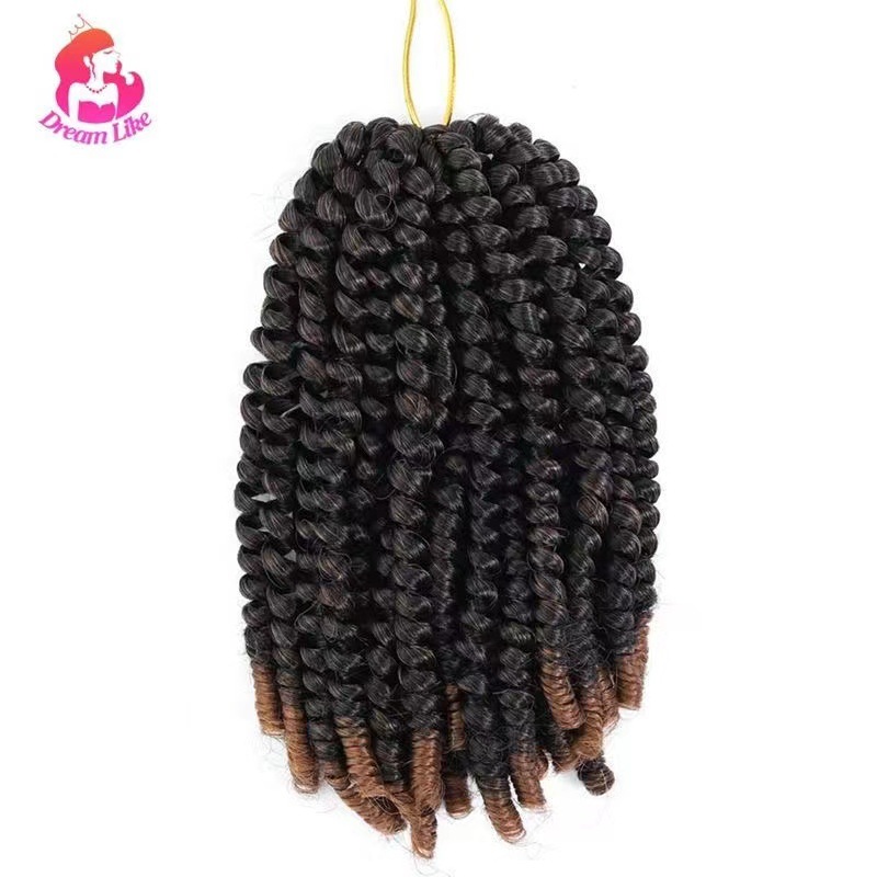8 pulgadas 30 pequeñas trenzas de resorte de torsión de fibra química africana cabello de crochete peluca de trenza sucia