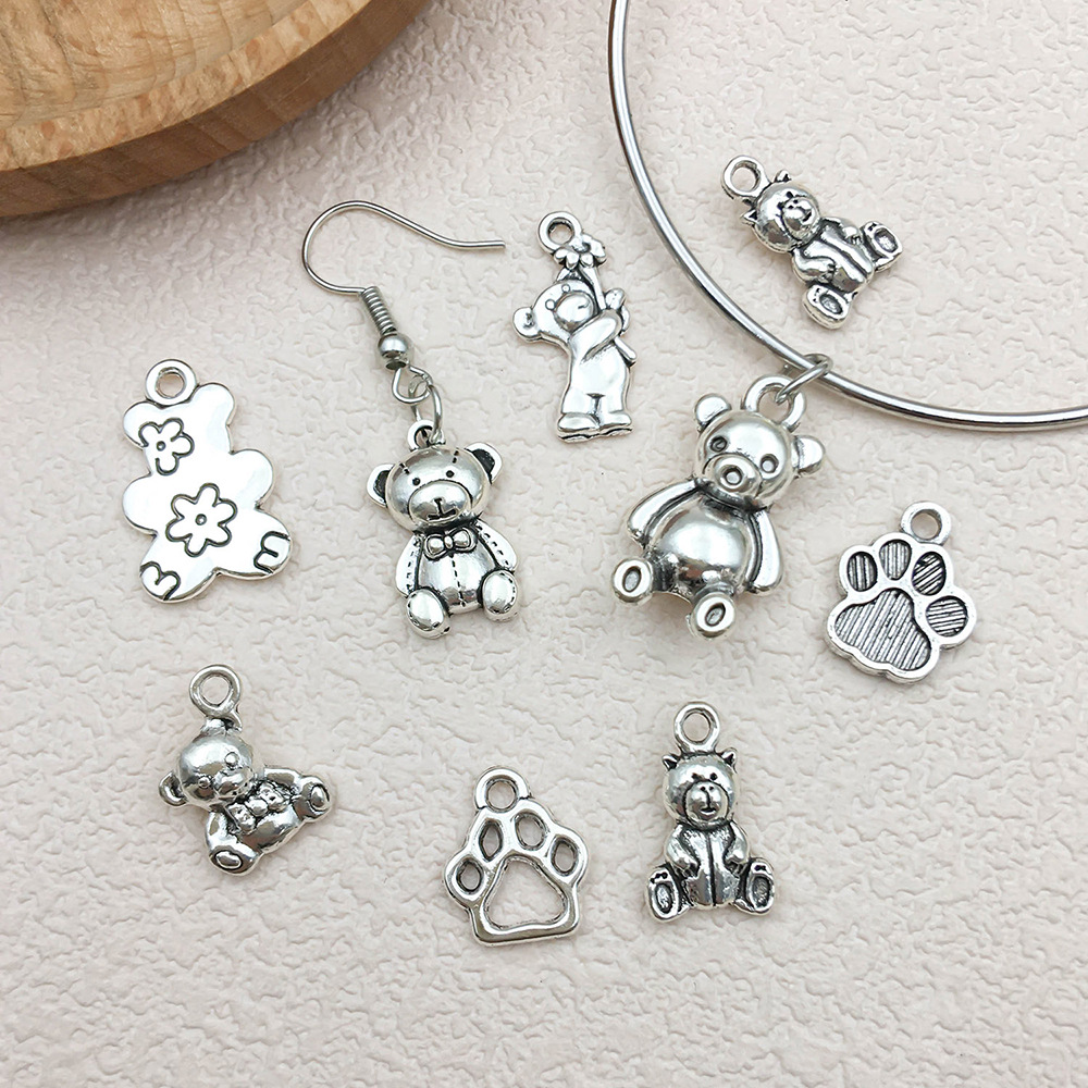 Ancient silver alloy toy bear animal series pendants, pendants, diy bracelets, necklaces, keychains, accessories pic 11