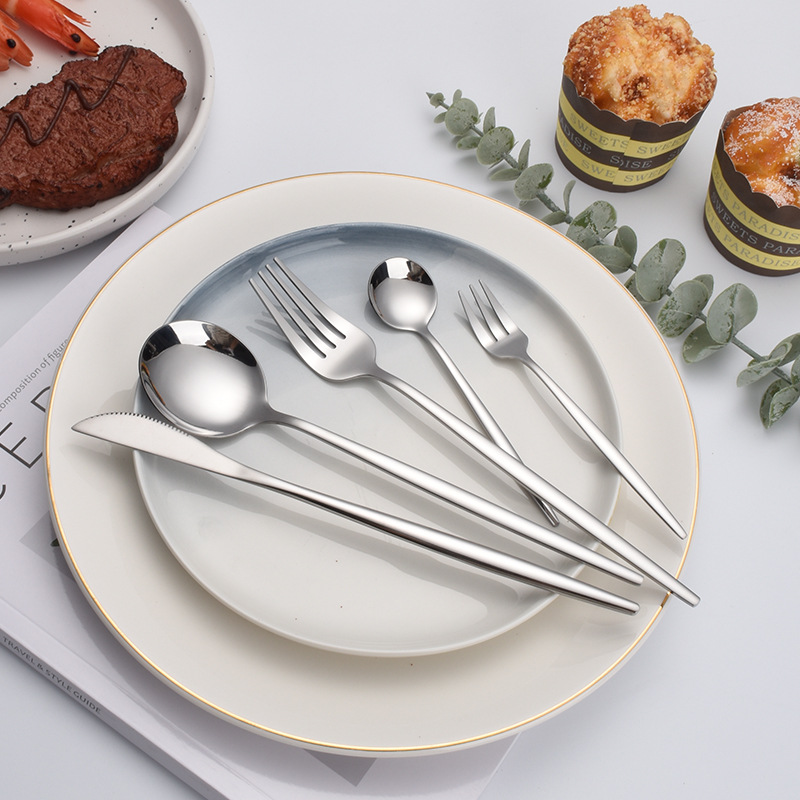크로스 보더 410 스테인레스 스틸 포르투갈 나이프와 포크 스푼 북유럽 서양식 호텔 가정용 나이프와 포크 스푼 차 포크 스푼 5 종 세트