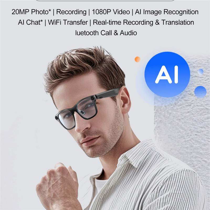 新しい Bluetooth 写真とビデオ AI スマート メガネ HD 抗青色光 Bluetooth 通話録音翻訳長いバッテリー寿命|undefined