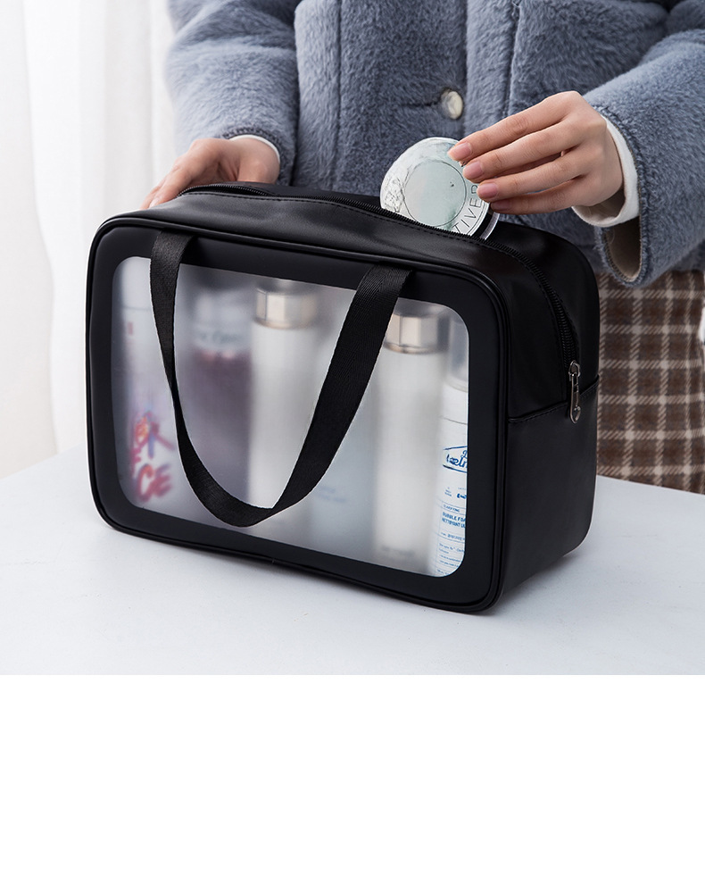 PU frosted waterproof cosmetic bag large capacity high-looking portable cosmetic storage bag wash swimming bag