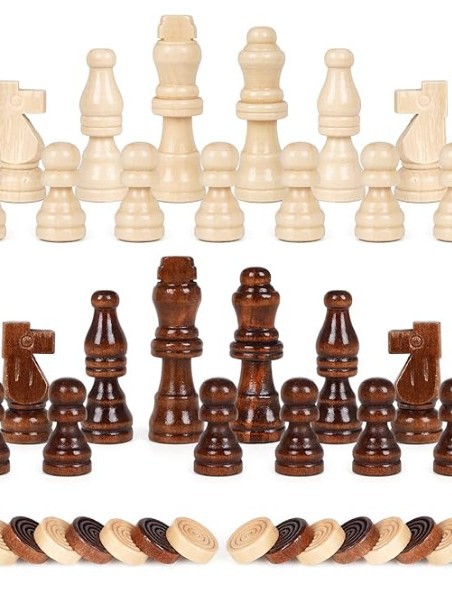 12 pulgadas / 30 cm tablero de ajedrez de madera de doble propósito ajedrez conjunto