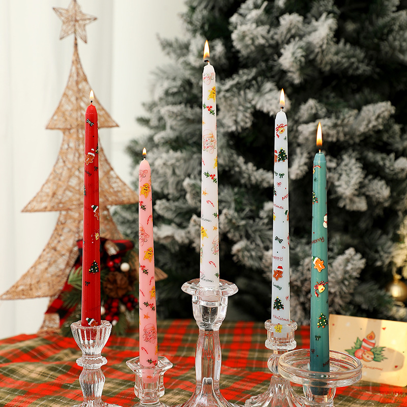 クリスマス香りキャンドルヨーロッパプリントロングロッドワックス漫画かわいい雰囲気の装飾品ホーム撮影装飾|undefined