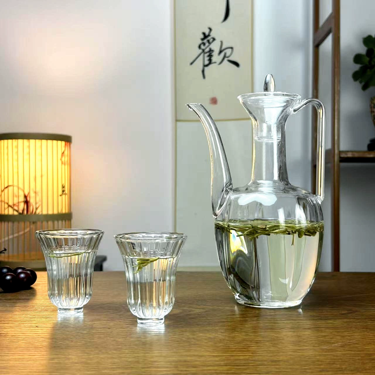 Маленький зеленый чайник с мандаринами, имитация горшка для сороки Сон, красивый термостойкий стеклянный чайный сервиз, горшок для холодного заваривания зеленого чая, бытовое устройство для приготовления чая.