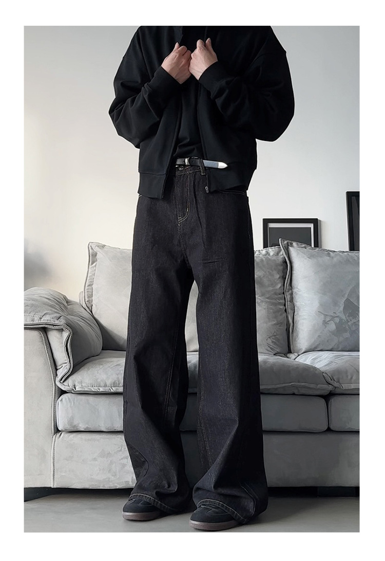 Retro Wide Leg Jeans Loose Straight Leg Casual Floor Length Pants For Men And Women_mkmklike.com